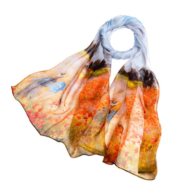Claude Monet Poppy Field - 100% Silk Scarf